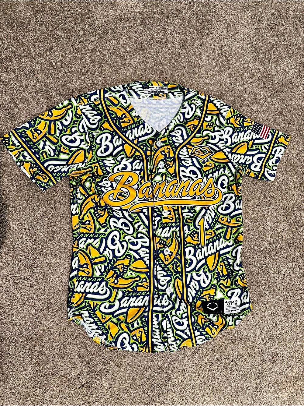 EvoShielo Baseball jersey in Blue & Yellow Youth Medium Like New